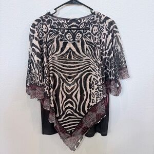 New Directions Animal Print Poncho Top